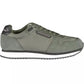 Sleek Green Lace-Up Sneakers with Contrasting Sole
