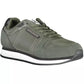 Sleek Green Lace-Up Sneakers with Contrasting Sole