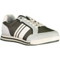 Green Polyester Lace-Up Sneakers with Logo