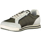 Green Polyester Lace-Up Sneakers with Logo
