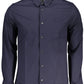 Sleek Blue Slim Fit Italian Collar Shirt
