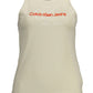 Beige Cotton Tank Top with Logo Embroidery