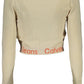 Beige V-Neck Cardigan with Contrast Details
