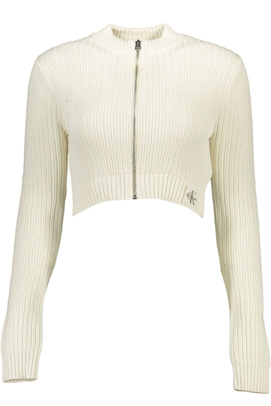 Elegant Cotton Cardigan with Zip Detail