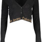 Elegant V-Neck Buttoned Cardigan with Contrasting Accents