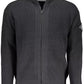 Sleek Black Zip Cardigan with Logo Detail