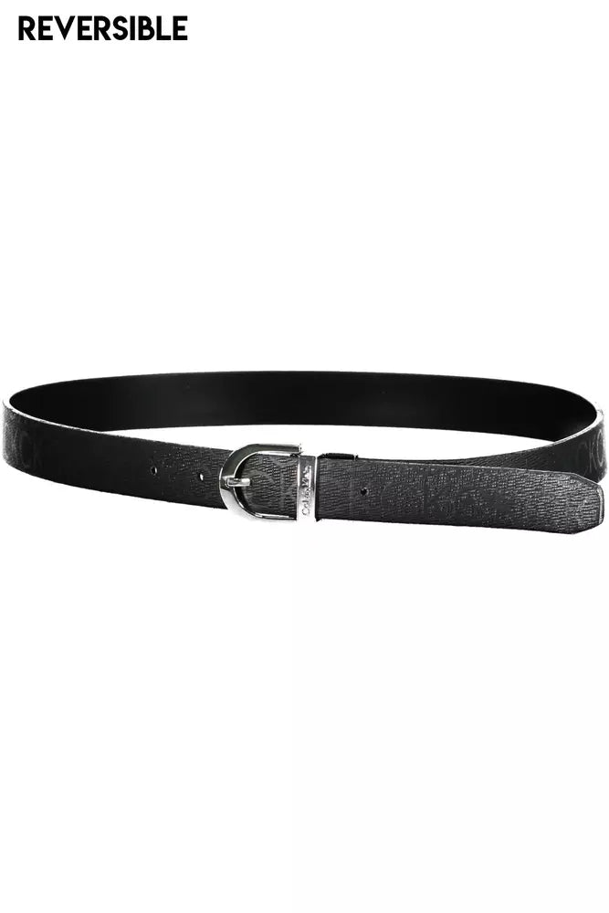 Elegant Reversible Black Belt with Metal Buckle