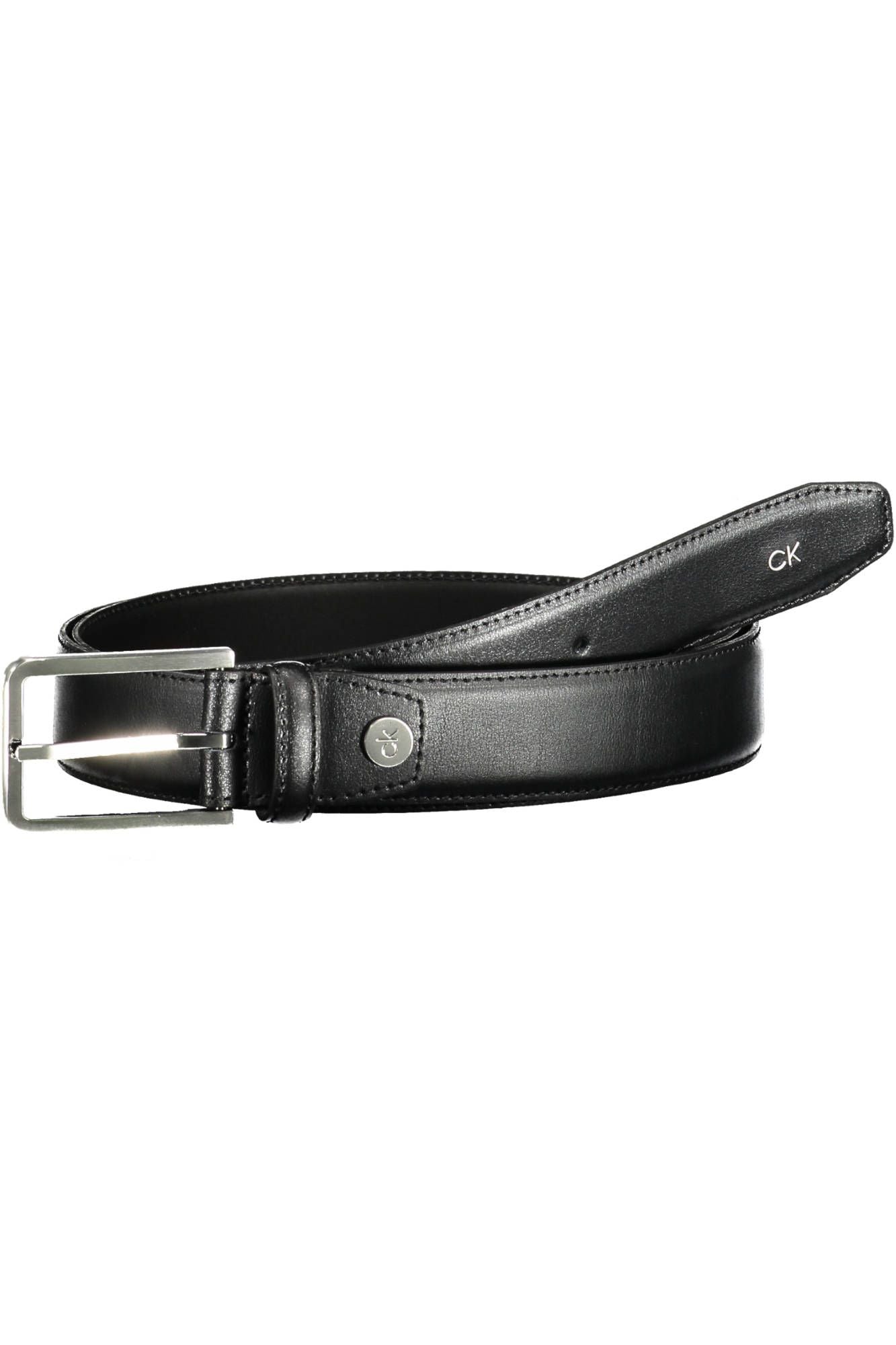 Reversible Black Leather Belt with Metal Buckle