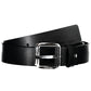 Sleek Black Leather Belt with Metal Buckle