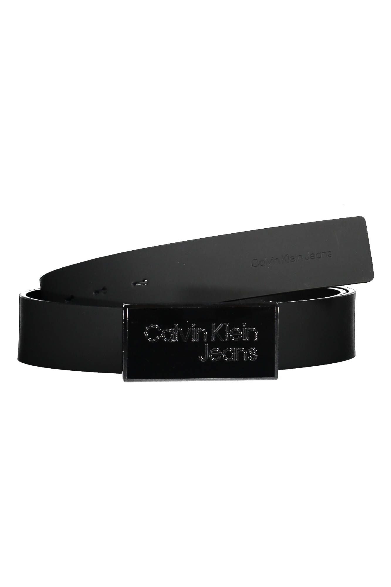 Elegant Black Leather Belt with Metal Buckle