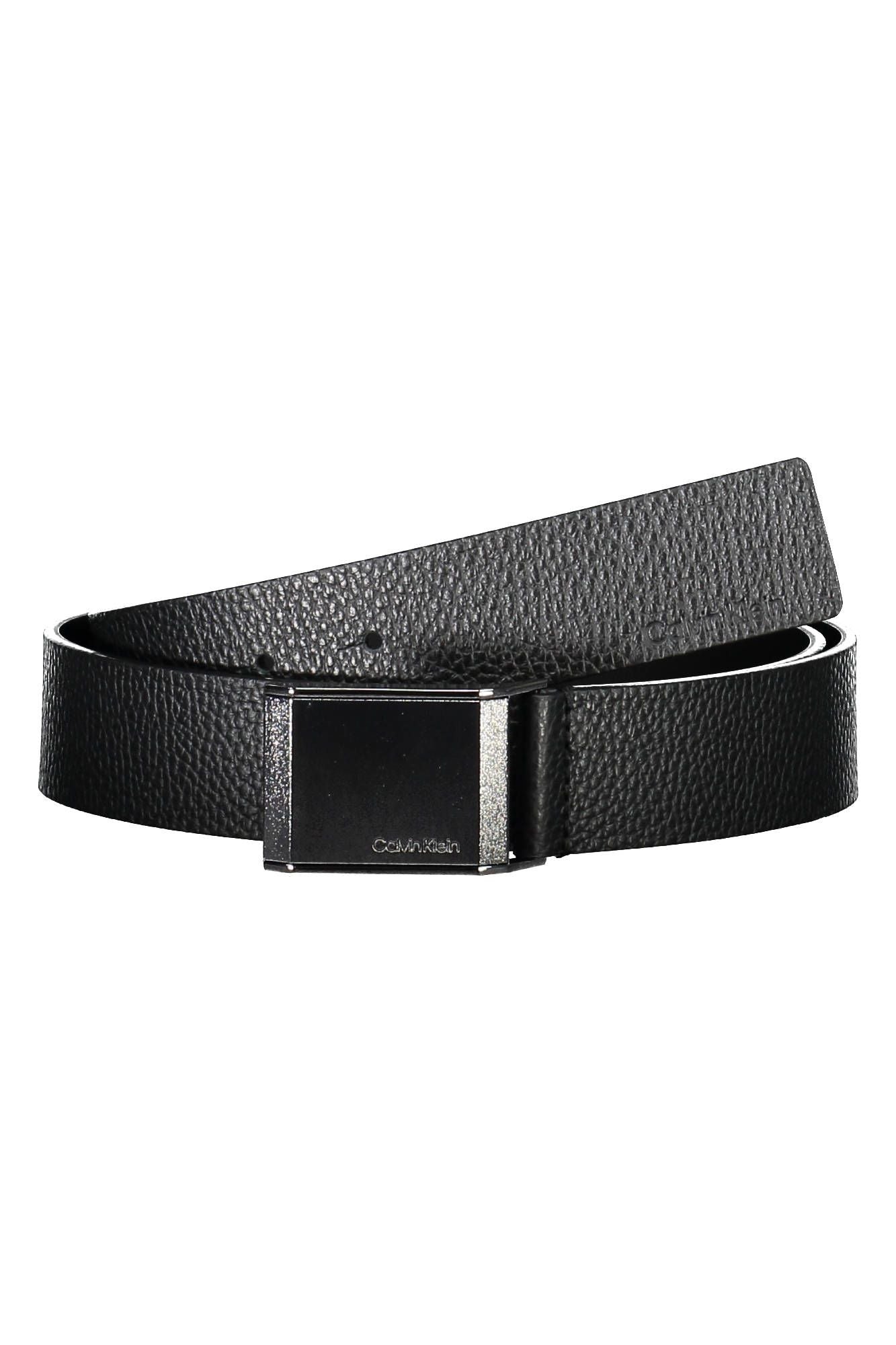 Elegant Black Leather Belt with Logo