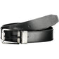 Reversible Black Leather Belt with Metal Logo Buckle