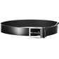 Sleek Black Leather Belt with Metal Buckle
