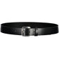 Sleek Black Leather Belt with Metal Buckle