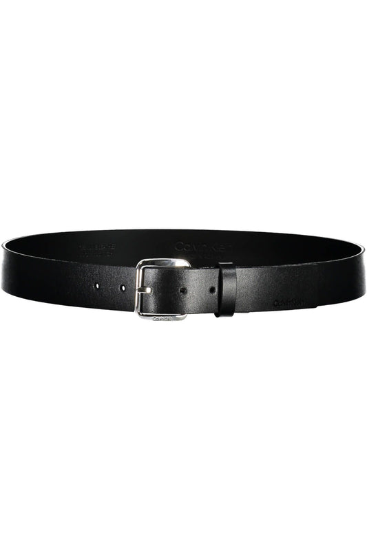 Sleek Black Leather Belt with Metal Buckle