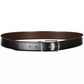 Reversible Black Leather Belt with Metal Buckle