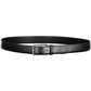Reversible Black Leather Belt with Metal Buckle