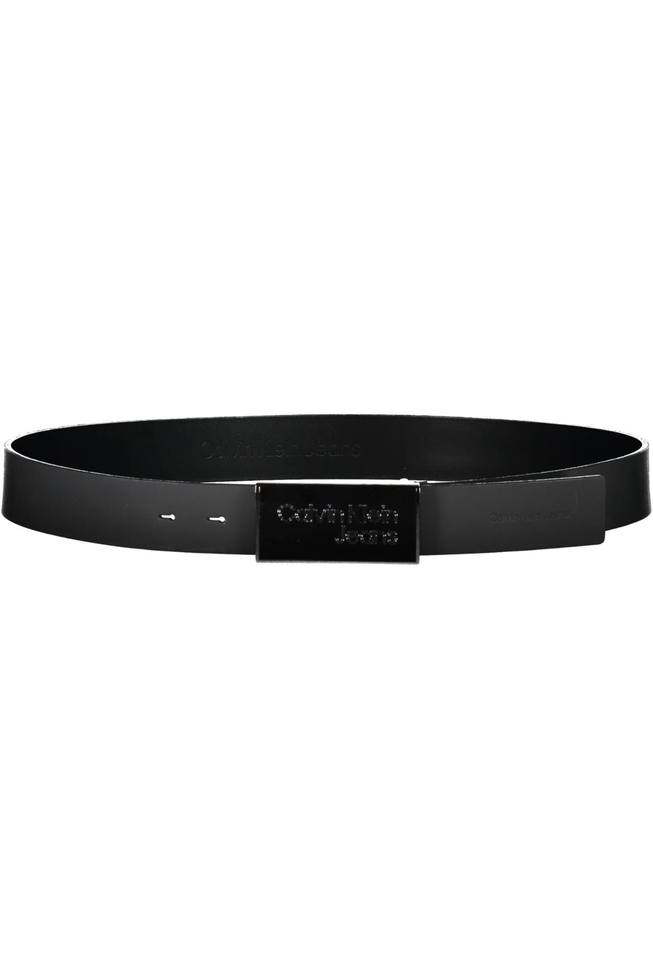 Elegant Black Leather Belt with Metal Buckle