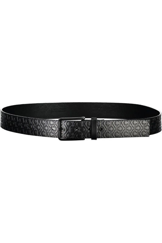 Elegant Black Leather Belt with Metal Buckle