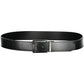 Reversible Black Leather Belt with Metal Logo Buckle