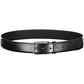 Elegant Black Leather Belt with Metal Buckle