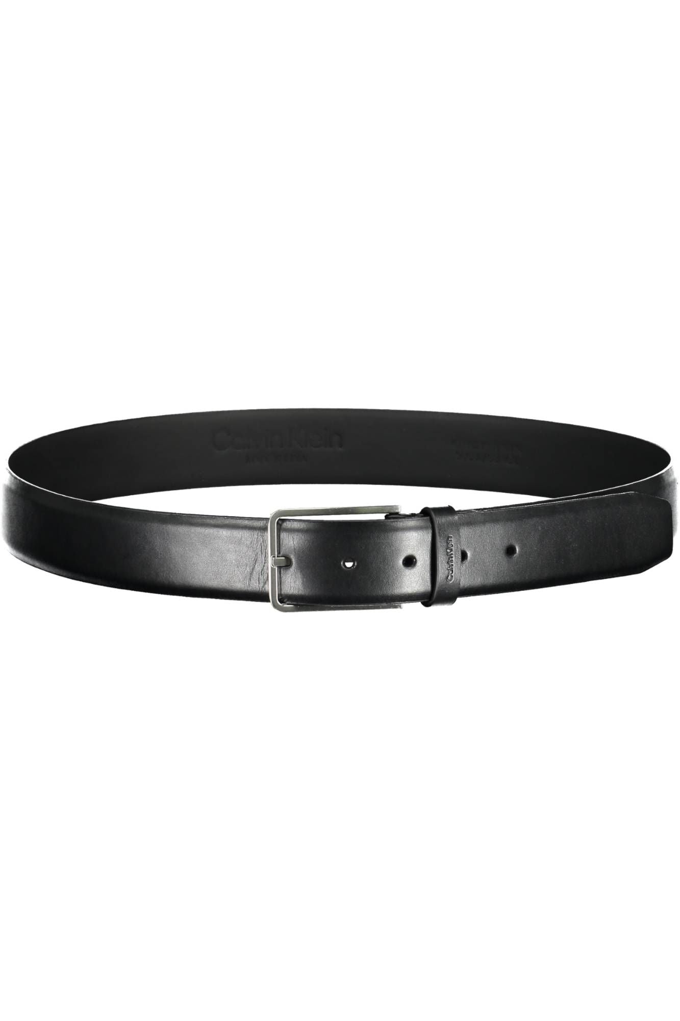 Elegant Black Leather Belt with Metal Buckle