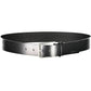 Sleek Black Leather Belt with Metal Buckle
