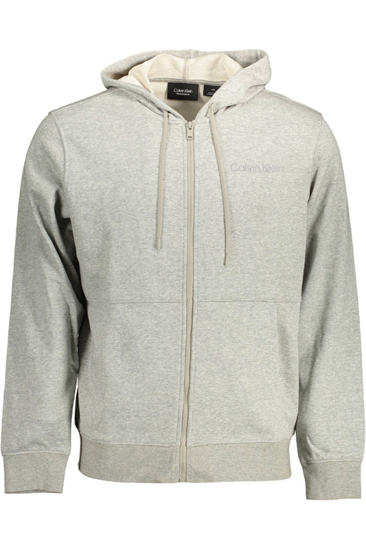 Sleek Gray Hooded Sweatshirt with Logo