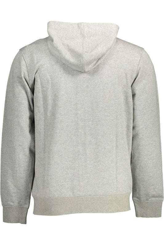 Sleek Gray Hooded Sweatshirt with Logo