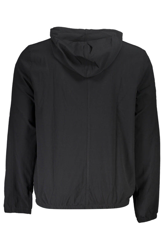 Sleek Black Technical Hooded Sweatshirt