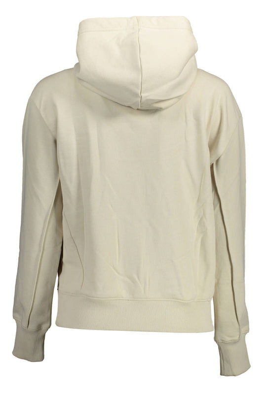 Chic Beige Hooded Sweatshirt with Logo Print