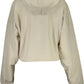 Chic Cropped Logo Hoodie in Beige