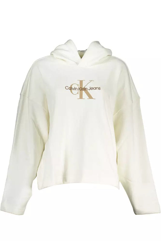 Chic White Hooded Sweatshirt with Embroidery