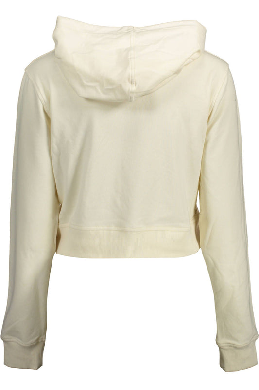 Chic White Hooded Sweatshirt with Central Pocket