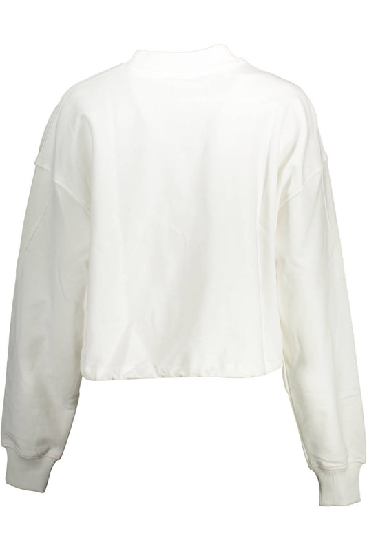 Elegant White Cotton Sweatshirt with Chic Details