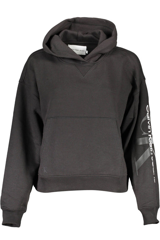 Sleek Black Hooded Sweatshirt with Logo Print