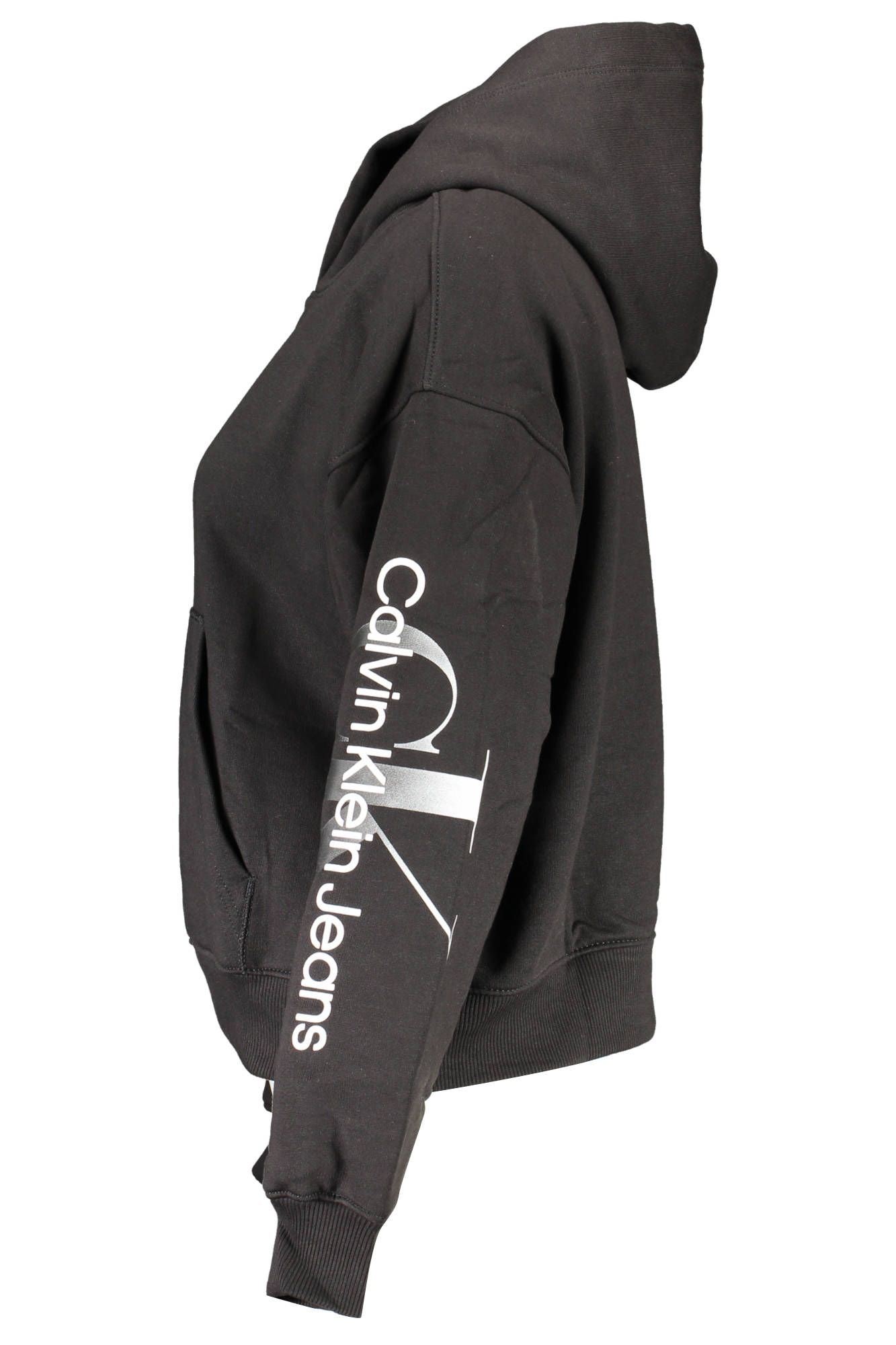 Sleek Black Hooded Sweatshirt with Logo Print