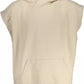 Beige Hooded Sleeveless Cotton Sweatshirt