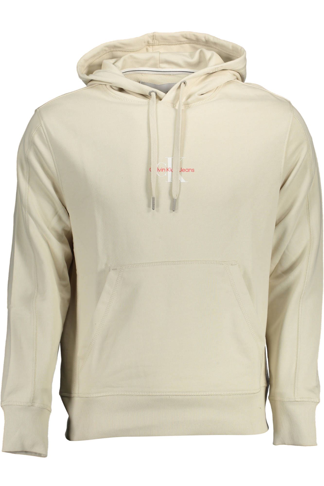 Chic Beige Hooded Sweatshirt with Contrast Details