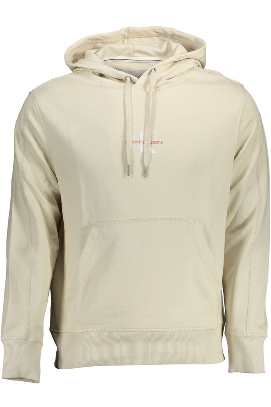 Chic Beige Hooded Sweatshirt with Contrast Details