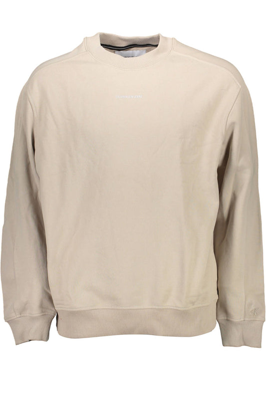 Beige Cotton Round Neck Sweater