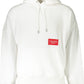 Elegant White Cotton Hooded Sweatshirt