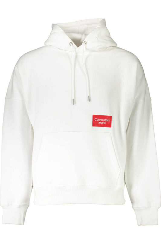 Elegant White Cotton Hooded Sweatshirt