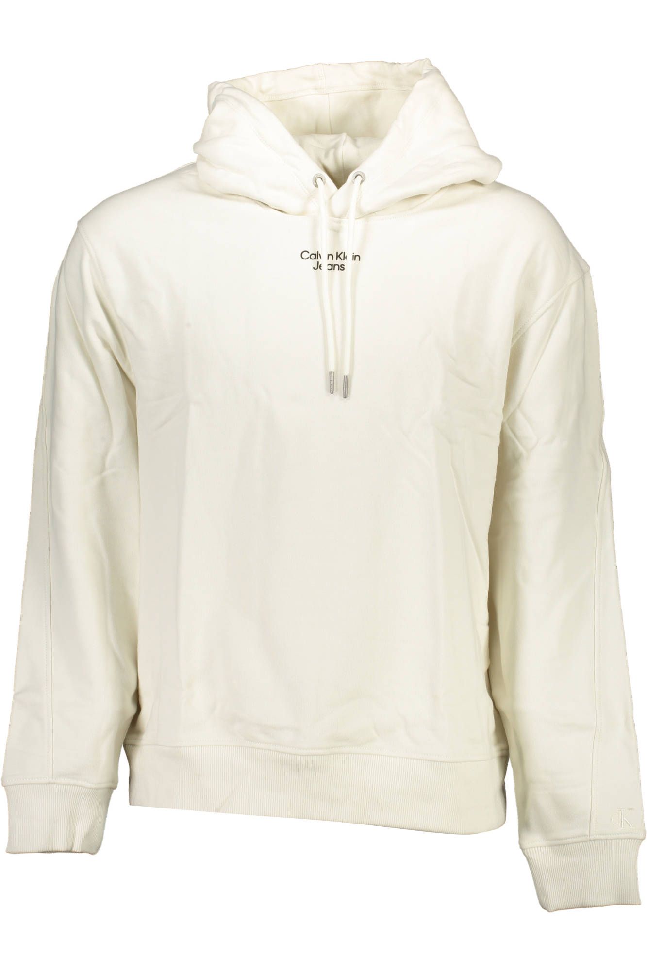 Sleek White Cotton Hooded Sweatshirt