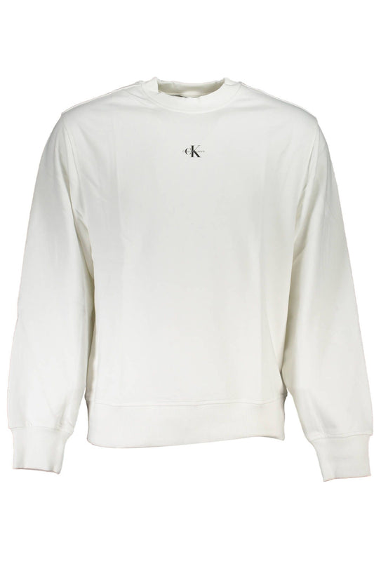 Sleek White Cotton Sweater with Logo Print