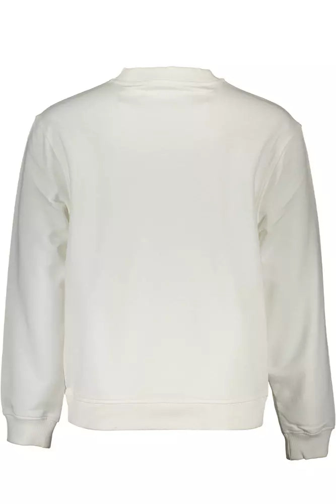 Elegant White Cotton Sweater with Logo