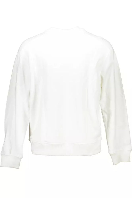 Sleek White Cotton Logo Sweatshirt