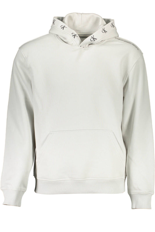 Sleek Gray Hooded Sweatshirt with Contrast Details