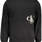 Sleek Black Cotton Sweatshirt with Logo Print
