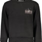Sleek Black Round Neck Cotton Sweatshirt